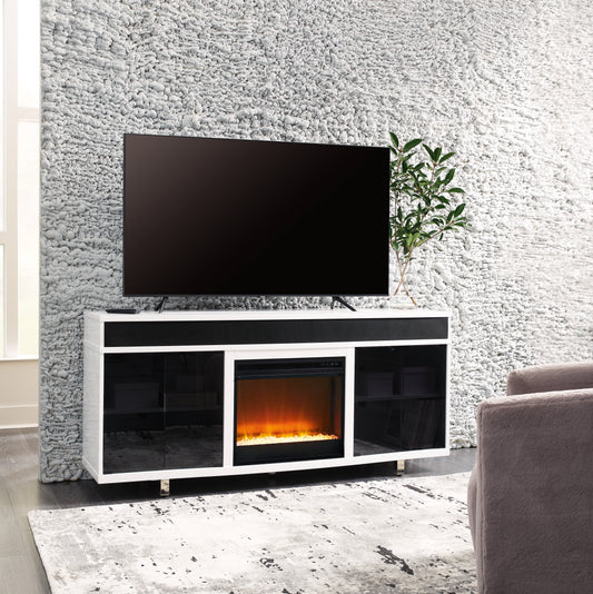 Myers Furniture Outlet - Ashley Furniture - Gardoni 72" TV Stand with Electric Fireplace - 72" TV Stand with Electric Fireplace / White/Black - W756W1