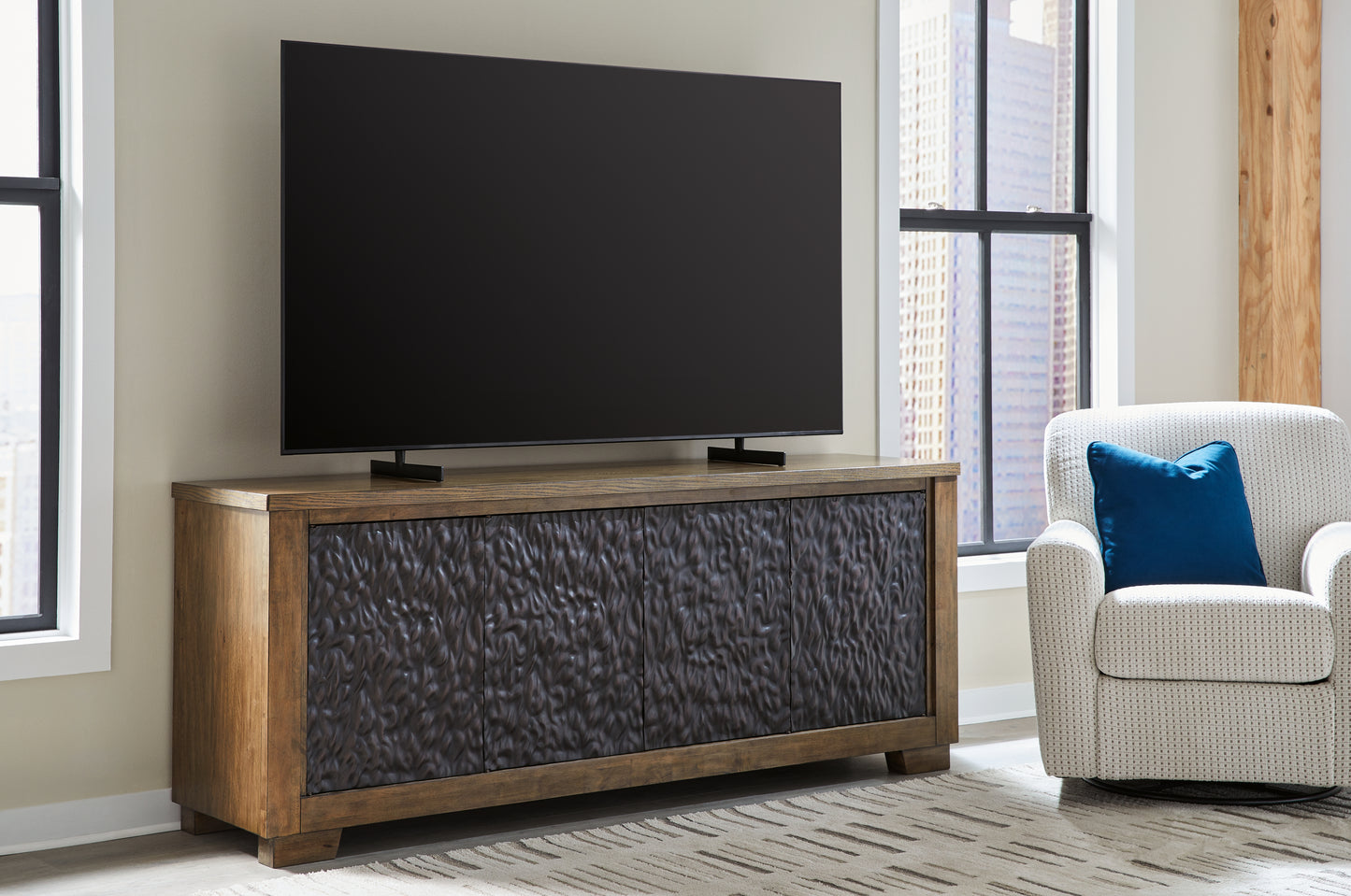Myers Furniture Outlet - Ashley Furniture - Rosswain 80" TV Stand - 80" / Warm Brown - W763-68