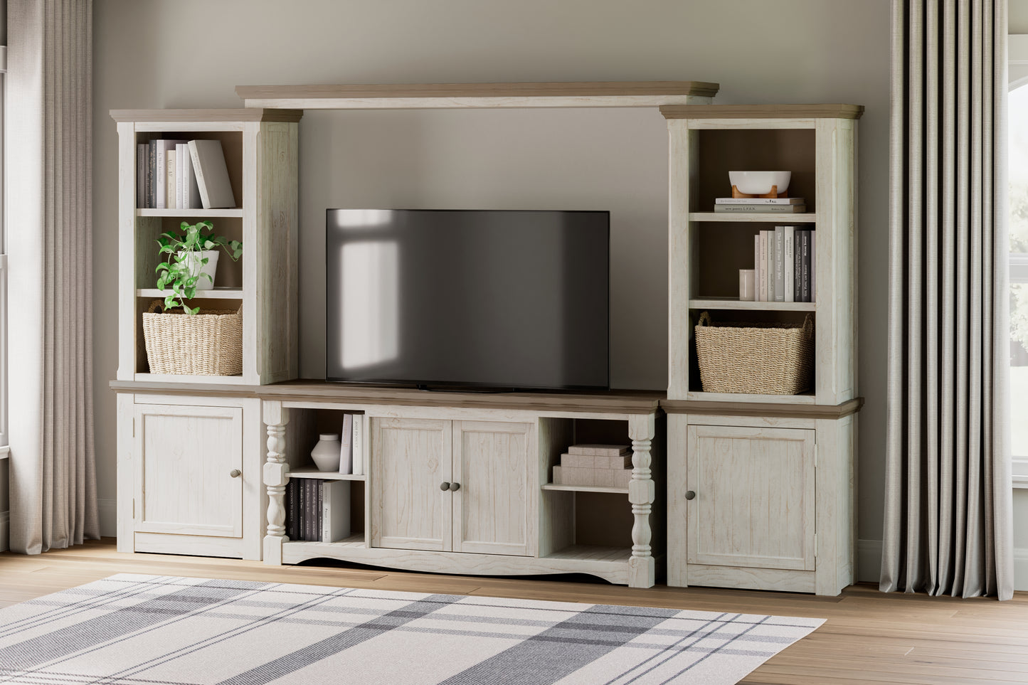Myers Furniture Outlet - Ashley Furniture - Havalance Entertainment Center - 4-Piece Entertainment Center / Two-tone - W814W1
