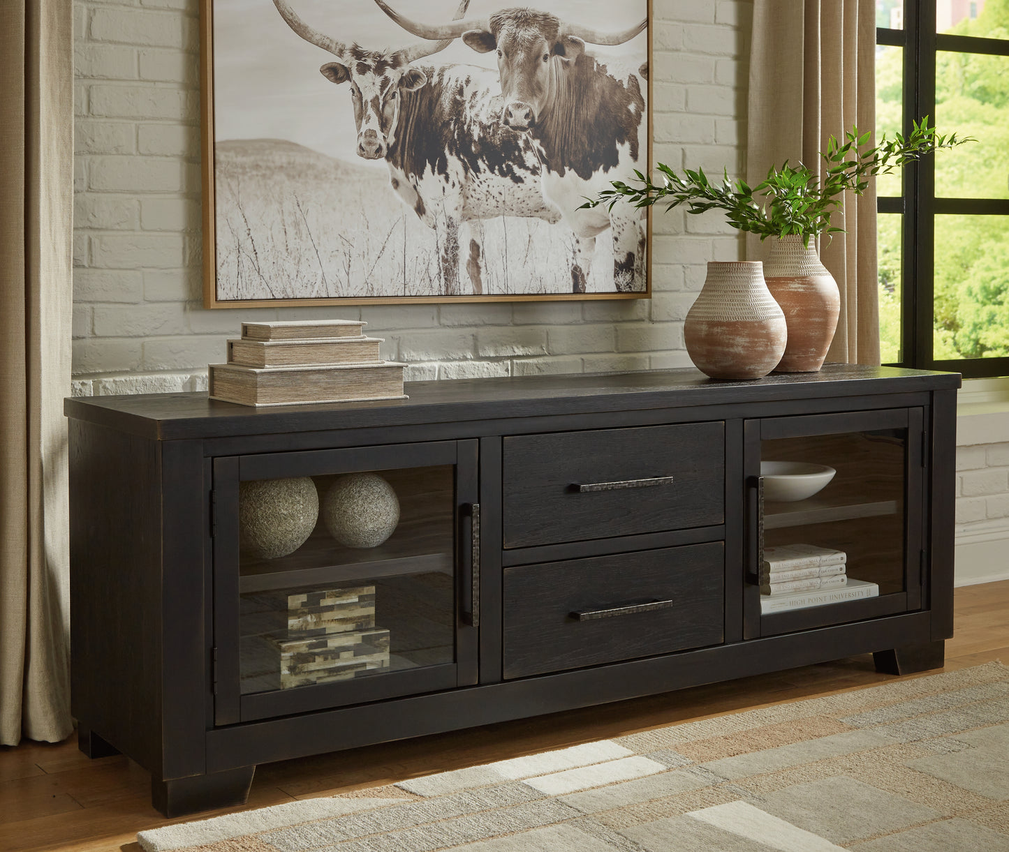 Myers Furniture Outlet - Ashley Furniture - Galliden 80" TV Stand - 80" / Black - W841-168