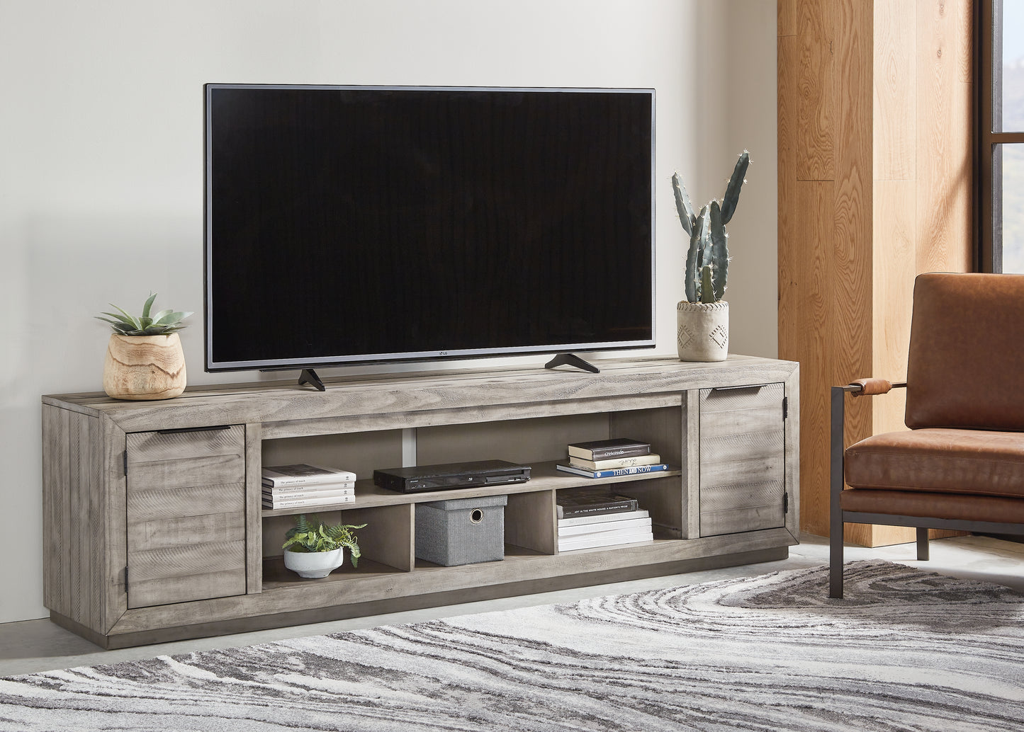 Myers Furniture Outlet - Ashley Furniture - Naydell 92" TV Stand - 92" / Gray - W996-78