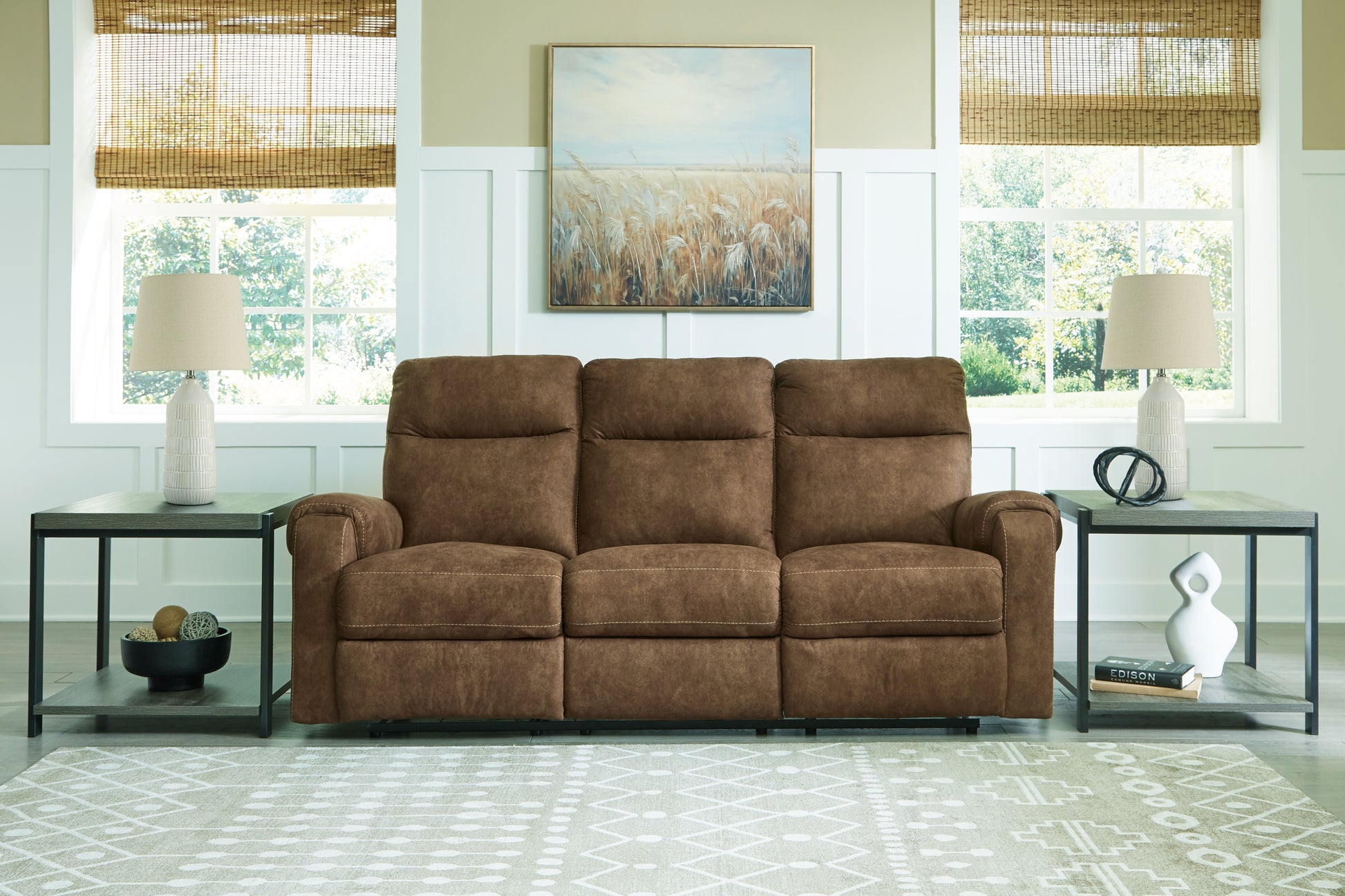 Myers Furniture Outlet - Ashley Furniture - Edenwold Living Room - Reclining Sofa / Brindle - 1380588