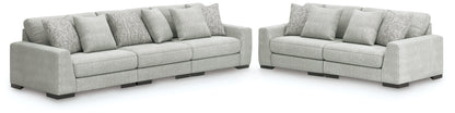 Myers Furniture Outlet - Ashley Furniture - Regent Park 3-Piece Sectional Sofa and 2-Piece Sectional Loveseat - 3-Piece Sectional Sofa and 2-Piece Sectional Loveseat / Pewter - 14404U4
