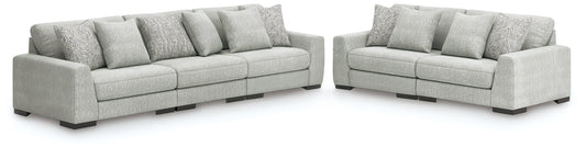 Myers Furniture Outlet - Ashley Furniture - Regent Park 3-Piece Sectional Sofa and 2-Piece Sectional Loveseat - 3-Piece Sectional Sofa and 2-Piece Sectional Loveseat / Pewter - 14404U4
