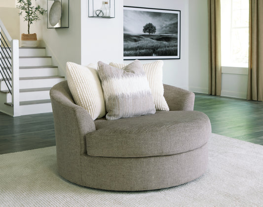 Myers Furniture Outlet - Ashley Furniture - Creswell Living Room - Oversized Swivel Accent Chair / Stone - 1530521