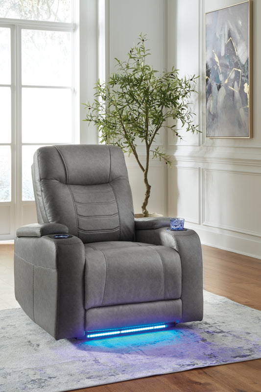 Myers Furniture Outlet - Ashley Furniture - Schooner Rocks Living Room - PWR Recliner/ADJ Headrest / Umber - 1610413