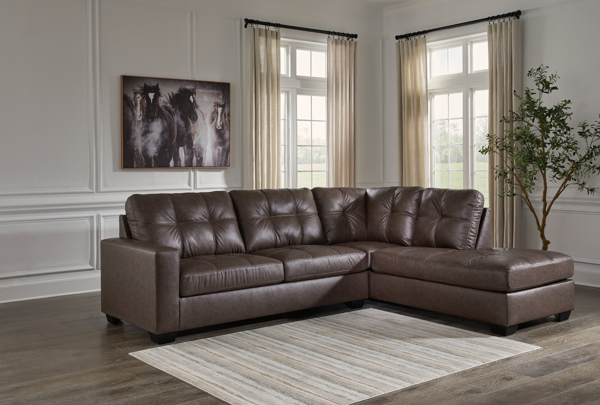 Myers Furniture Outlet - Ashley Furniture - Barlin Mills Sectional - LAF 2-Piece Sectional with Chaise / Umber - 17003S2