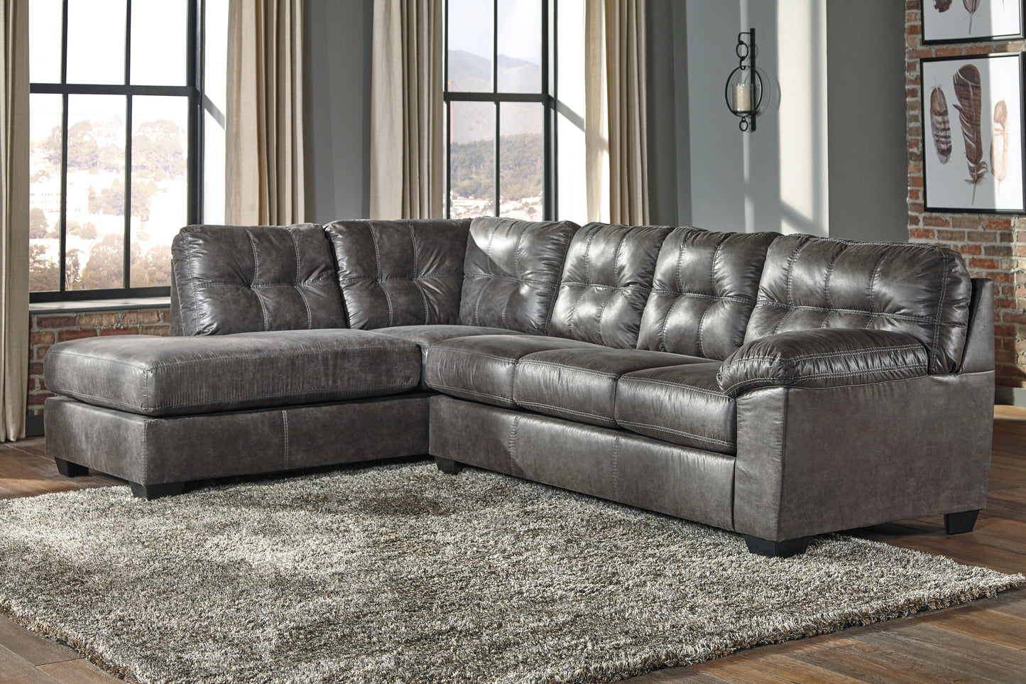 Myers Furniture Outlet - Ashley Furniture - Fallston Sectional - RAF 2-Piece Sectional with Chaise / Slate - 17221S1