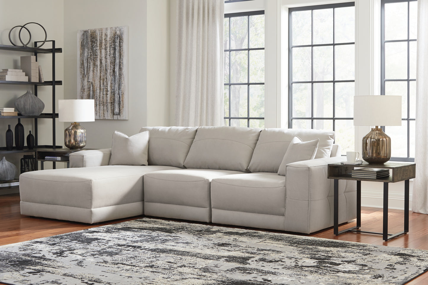 Myers Furniture Outlet - Ashley Furniture - Next-Gen Gaucho Sectional - RAF 3-Piece Sectional Sofa with Chaise / Gray - 18304S1