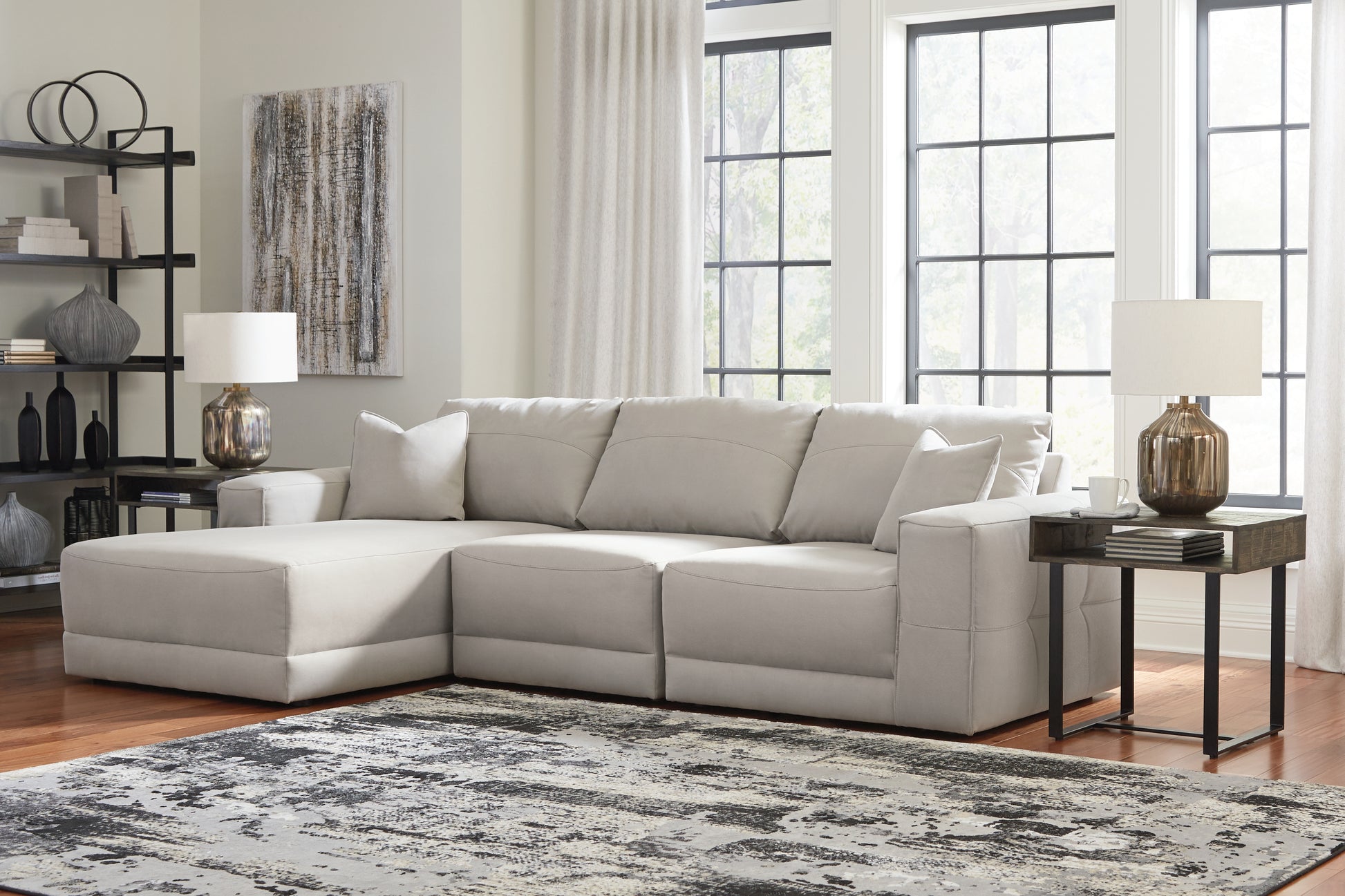 Myers Furniture Outlet - Ashley Furniture - Next-Gen Gaucho Sectional - RAF 3-Piece Sectional Sofa with Chaise / Gray - 18304S1