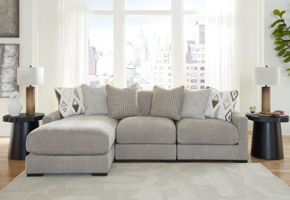 Myers Furniture Outlet - Ashley Furniture - Aslan Court Sectional - RAF 3-Piece Sofa Sectional with Chaise / Pebble - 20305S3