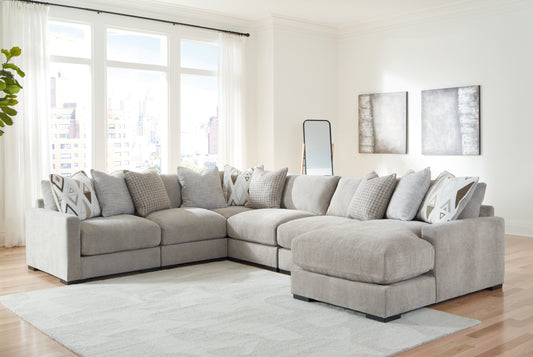 Myers Furniture Outlet - Ashley Furniture - Aslan Court Sectional - RAF 6-Piece Sectional with Chaise / Flax - 20305S8