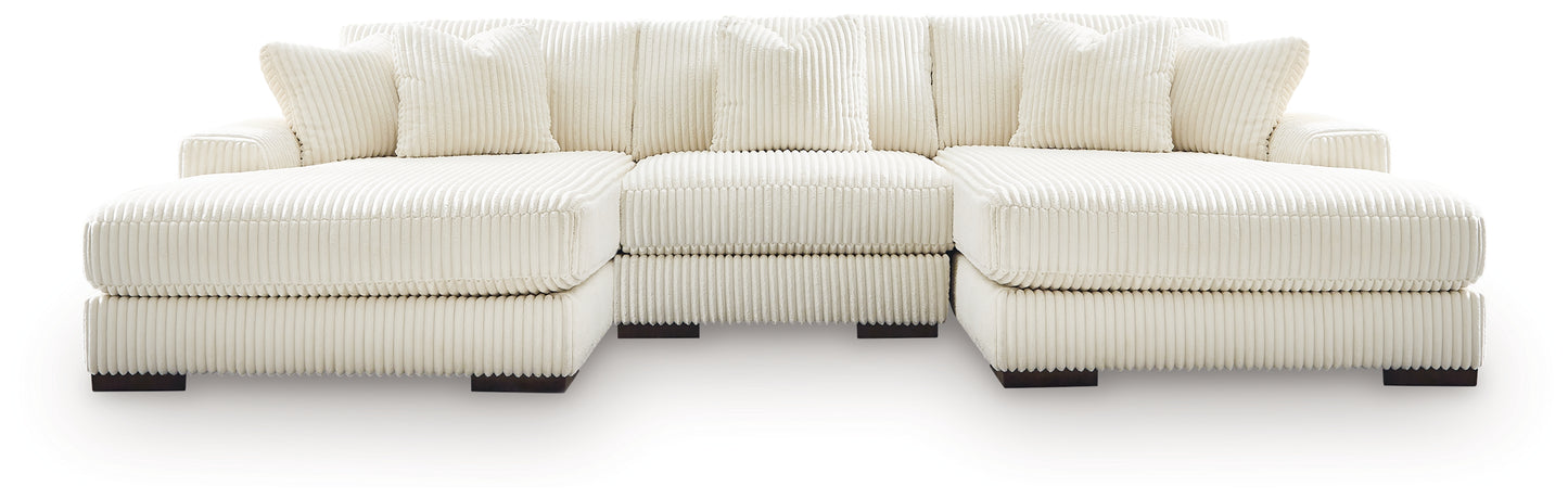 Myers Furniture Outlet - Ashley Furniture - Lindyn Sectional - RAF 3-Piece Sectional with Double Chaise / Ivory - 21104S18