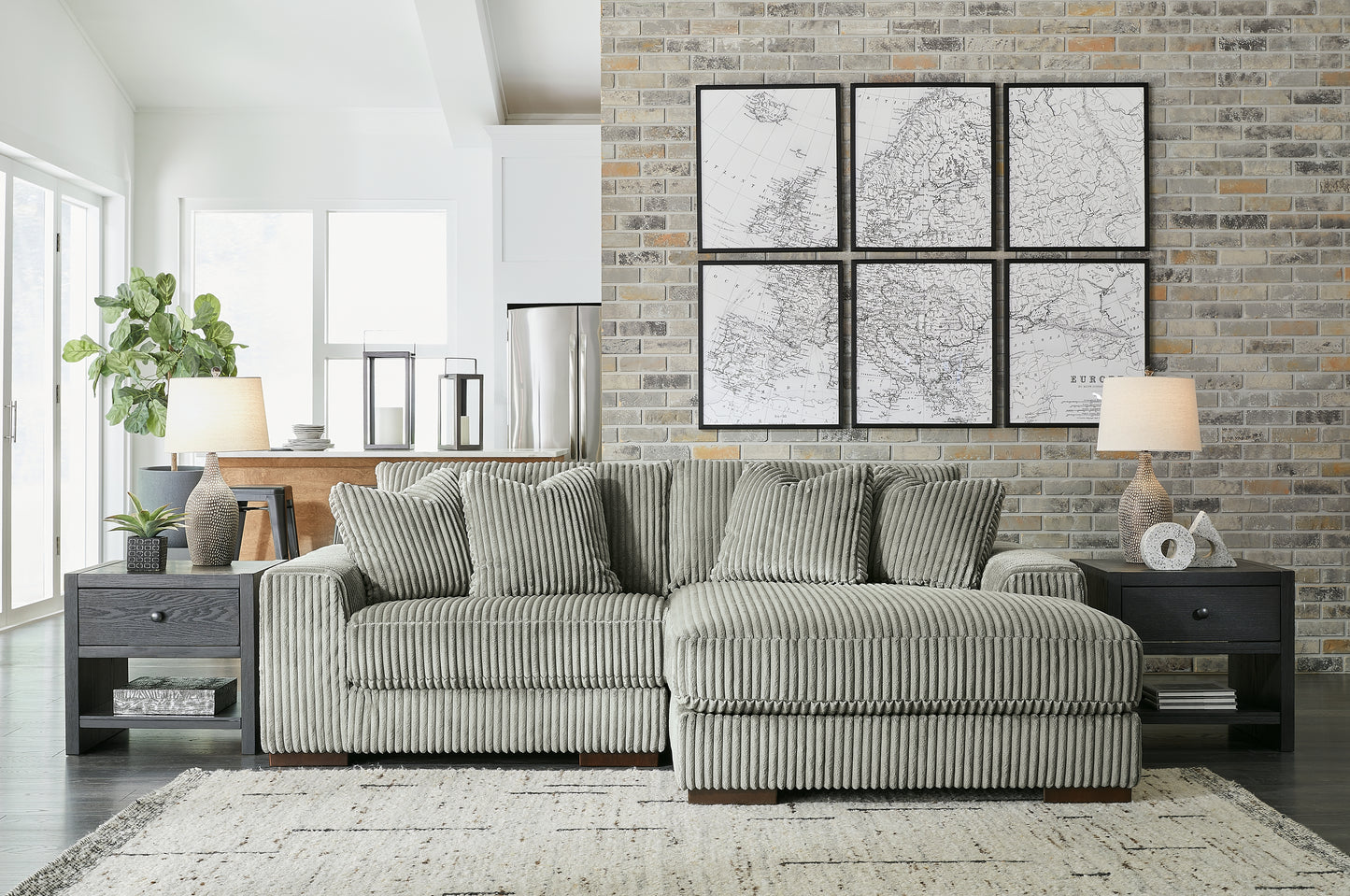 Myers Furniture Outlet - Ashley Furniture - Lindyn Sectional - RAF 2-Piece Sectional with Chaise / Fog - 21105S4