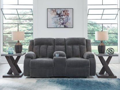 Myers Furniture Outlet - Ashley Furniture - Observation Living Room - DBL REC PWR Loveseat w/Console / Steel - PC2140596
