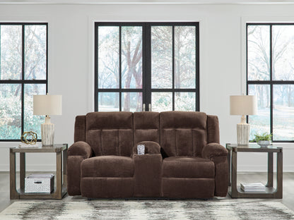 Myers Furniture Outlet - Ashley Furniture - Observation Living Room - DBL REC PWR Loveseat w/Console / Chocolate - PC2140696