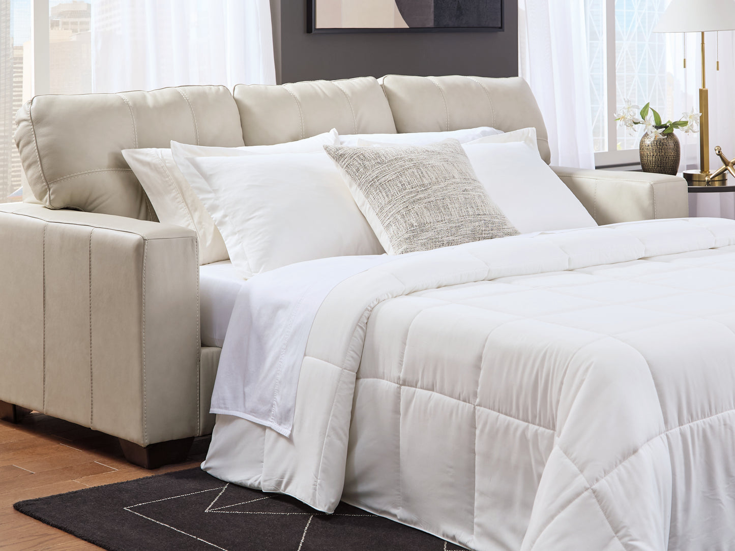 Myers Furniture Outlet - Ashley Furniture - Santorine Living Room - Queen Sofa Sleeper / Bone - 2170839
