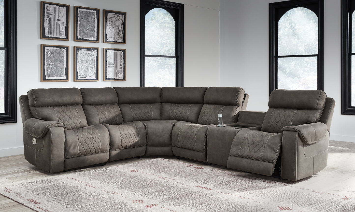 Myers Furniture Outlet - Ashley Furniture - Hoopster Sectional - 6-Piece Power Reclining Sectional / Gunmetal - 23703S5