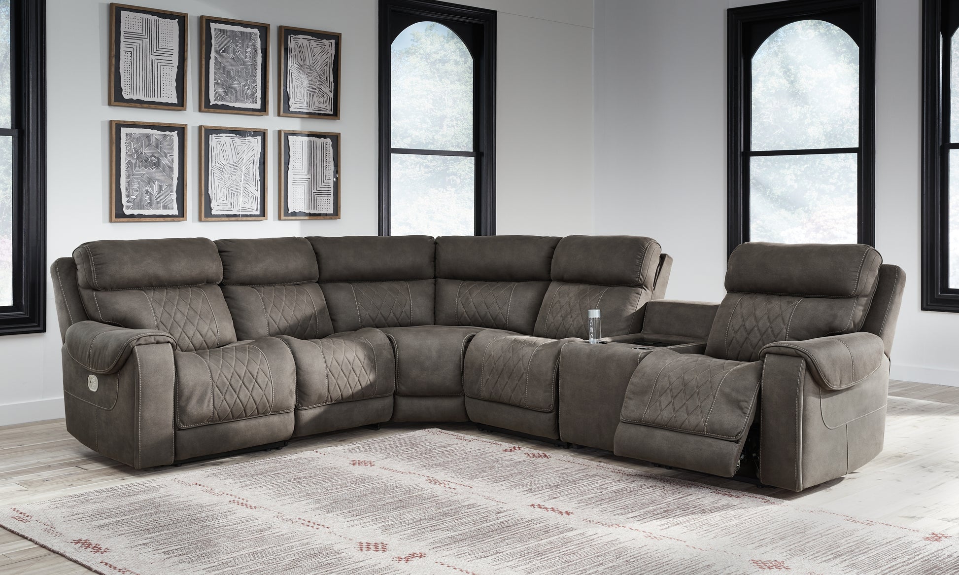 Myers Furniture Outlet - Ashley Furniture - Hoopster Sectional - 6-Piece Power Reclining Sectional / Gunmetal - 23703S5