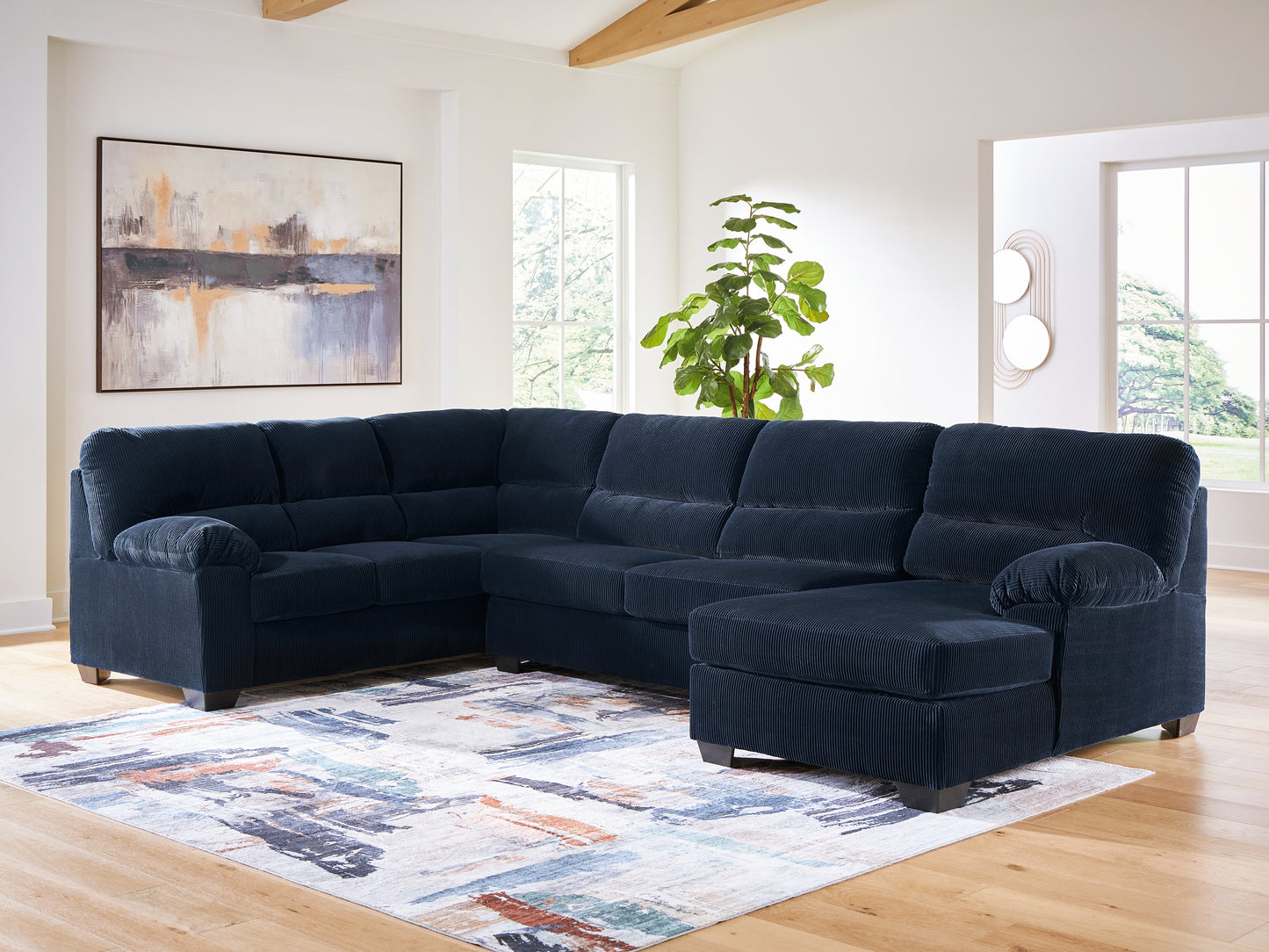 Myers Furniture Outlet - Ashley Furniture - SimpleJoy Sectional - LAF 3-Piece Sectional with Chaise / Navy - 24205S2