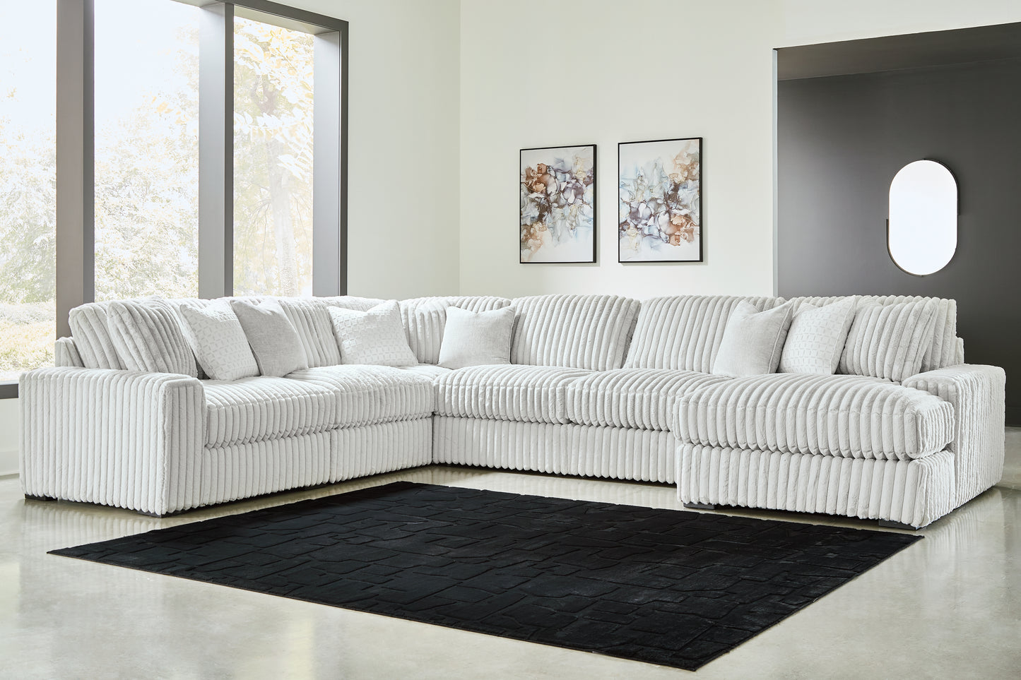 Myers Furniture Outlet - Ashley Furniture - Stupendous Sectional - RAF 6-Piece Sectional with Chaise / Alloy - 25903S22