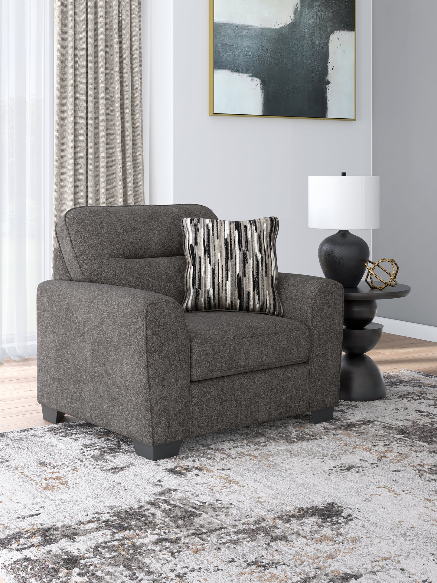 Myers Furniture Outlet - Ashley Furniture - Olten Living Room - Chair and a Half / Graphite - 3130523