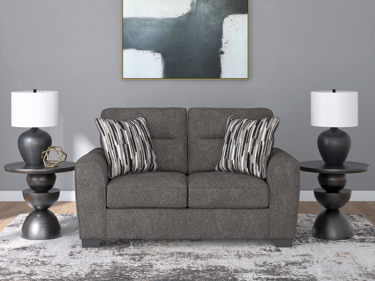 Myers Furniture Outlet - Ashley Furniture - Olten Living Room - Loveseat / Graphite - 3130535