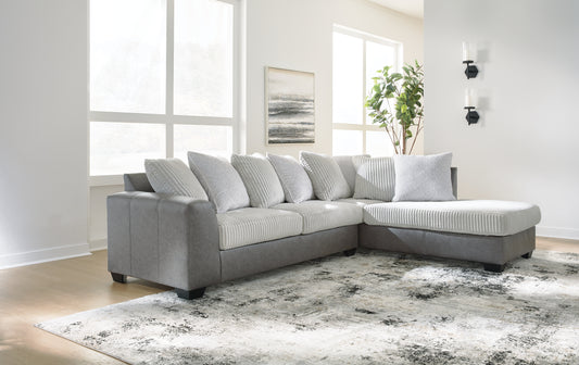 Myers Furniture Outlet - Ashley Furniture - Clairette Court Sectional - LAF 2-Piece Sectional with Chaise / Alloy - 31503S2