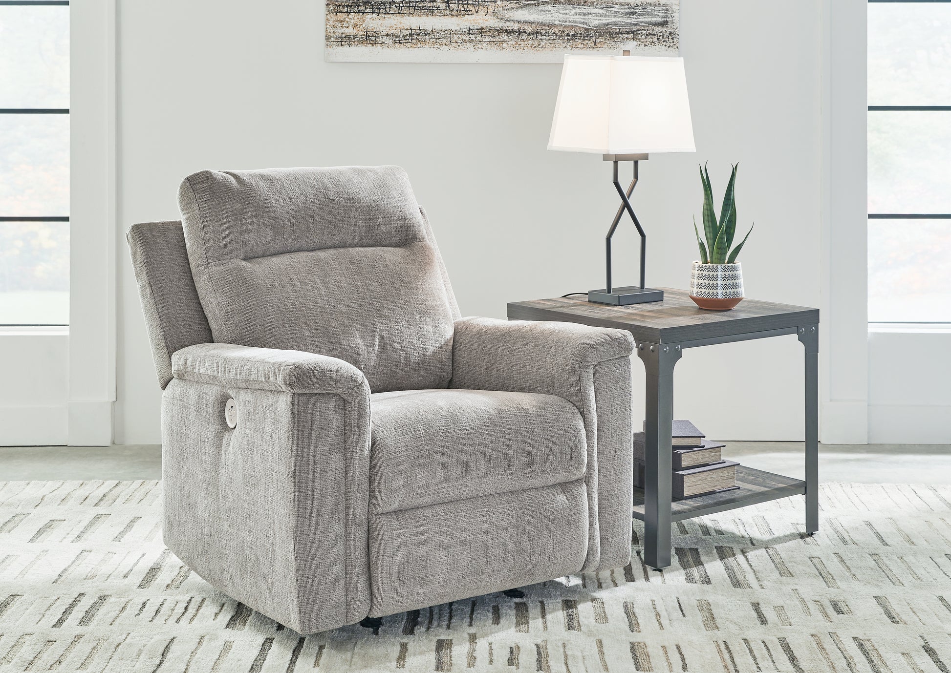 Myers Furniture Outlet - Ashley Furniture - Barnsana Living Room - Power Rocker Recliner / Ash - 3320198