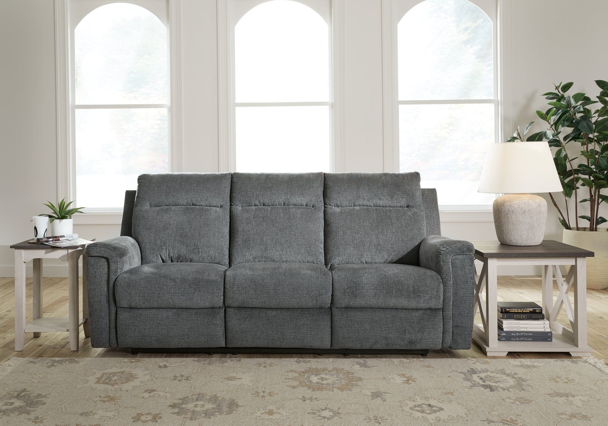 Myers Furniture Outlet - Ashley Furniture - Barnsana Living Room - Reclining Power Sofa / Gravel - 3320287