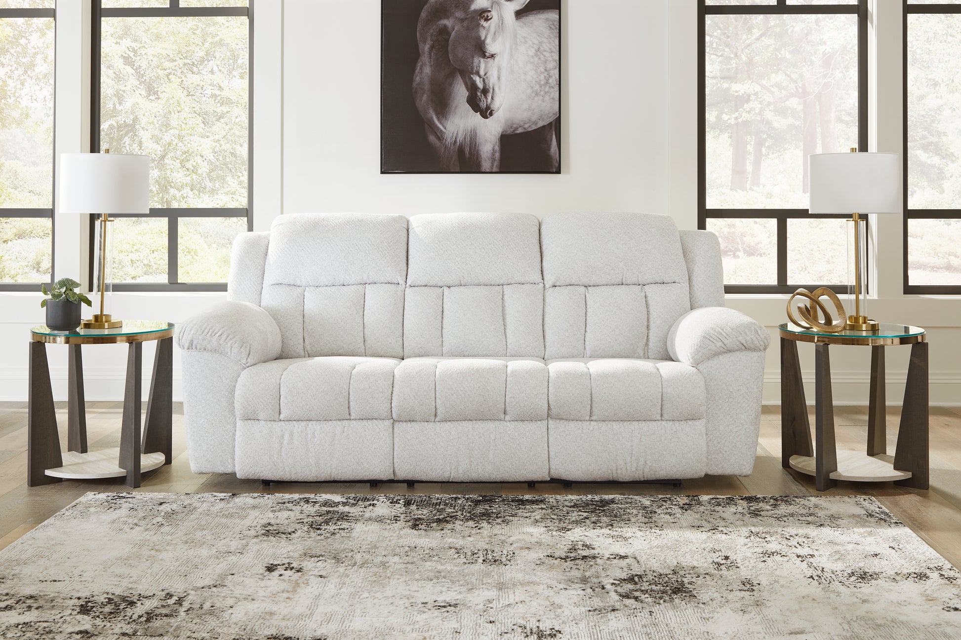 Myers Furniture Outlet - Ashley Furniture - Frohn Living Room - Reclining Sofa / Snow - 3740588