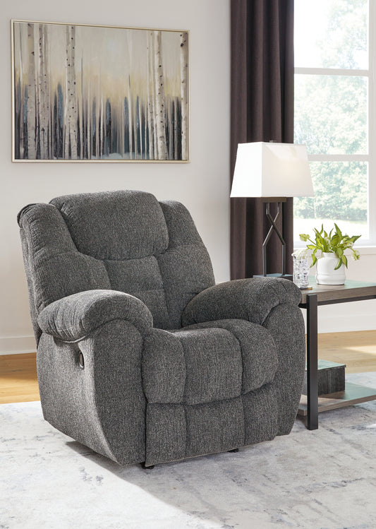 Myers Furniture Outlet - Ashley Furniture - Foreside Living Room - DBL Rec Loveseat w/Console / Charcoal - 3810494
