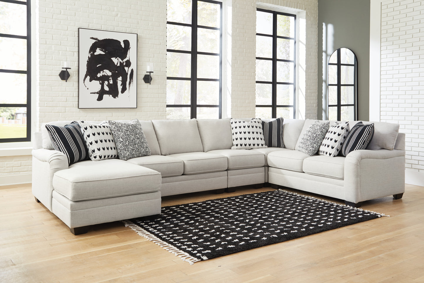 Myers Furniture Outlet - Ashley Furniture - Huntsworth Sectional - RAF 5-Piece Sectional with Chaise / Dove Gray - 39702S5