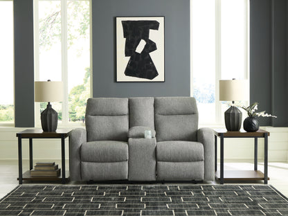 Myers Furniture Outlet - Ashley Furniture - Gauntlet Living Room - DBL Rec Loveseat w/Console / Sterling - PC4220494