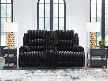 Myers Furniture Outlet - Ashley Furniture - Rhine Falls Living Room - DBL REC PWR Loveseat w/Console / Onyx - PC4280596