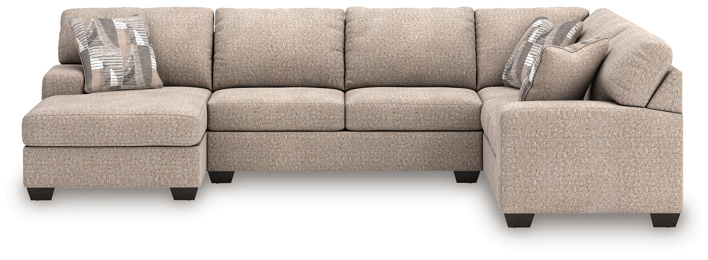 Myers Furniture Outlet - Ashley Furniture - Newellen Sectional - RAF 3-Piece Sleeper Sectional with Chaise / Hemp - 48404S5