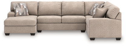 Myers Furniture Outlet - Ashley Furniture - Newellen Sectional - RAF 3-Piece Sleeper Sectional with Chaise / Hemp - 48404S5