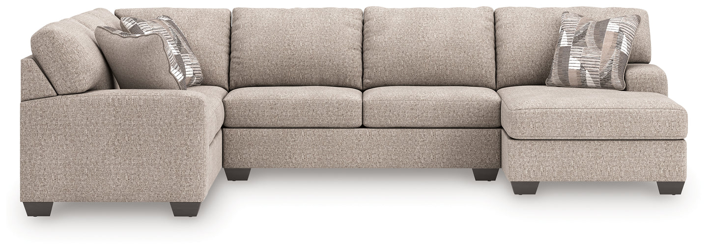 Myers Furniture Outlet - Ashley Furniture - Newellen Sectional - LAF 3-Piece Sleeper Sectional with Chaise / Hemp - 48404S6