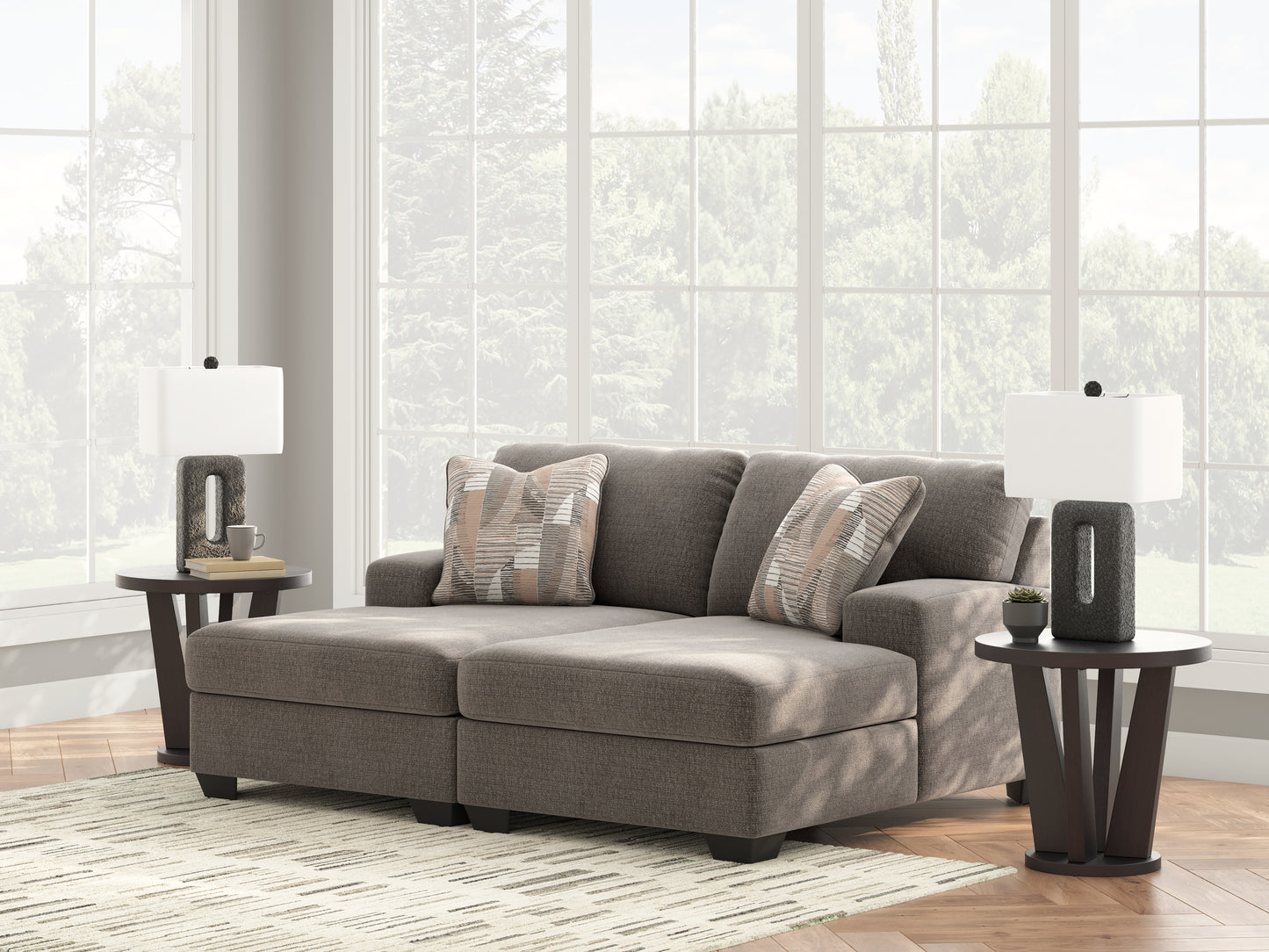 Myers Furniture Outlet - Ashley Furniture - Newellen Sectional - RAF 2-Piece Super Chaise / Greystone - 48405S4