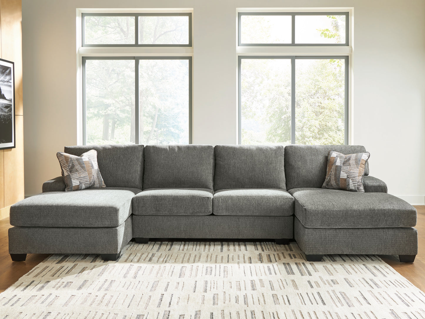 Myers Furniture Outlet - Ashley Furniture - Revenna Sectional - RAF 3-Piece Sectional with Double Chaise / Greystone - PC48405S3