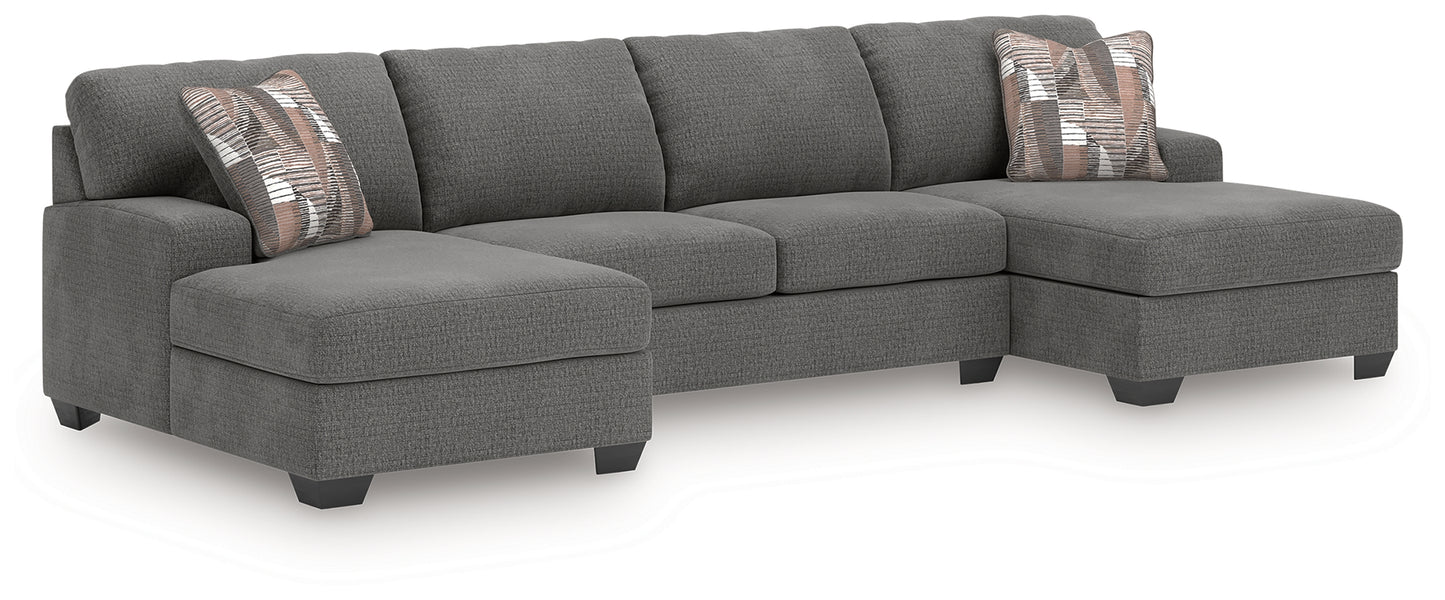 Myers Furniture Outlet - Ashley Furniture - Newellen Sectional - RAF 3-Piece Sectional with Double Chaise / Greystone - 48405S3