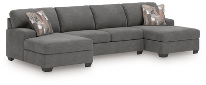 Myers Furniture Outlet - Ashley Furniture - Newellen Sectional - RAF 3-Piece Sectional with Double Chaise / Greystone - 48405S3
