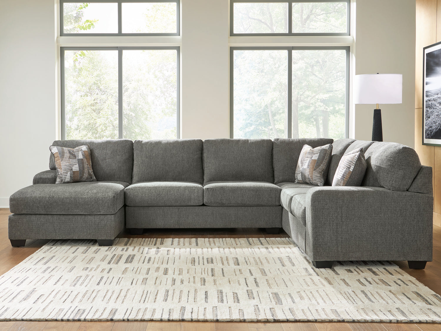 Myers Furniture Outlet - Ashley Furniture - Revenna Sectional - RAF 3-Piece Sleeper Sectional with Chaise / Greystone - PC48405S5