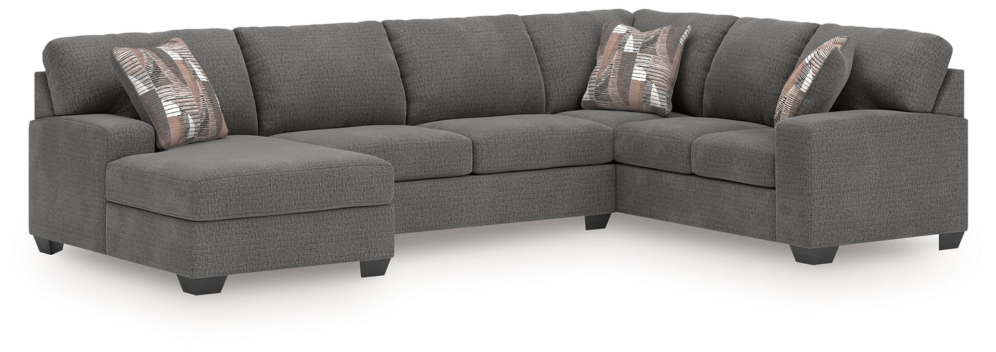 Myers Furniture Outlet - Ashley Furniture - Newellen Sectional - RAF 3-Piece Sectional with Chaise / Greystone - 48405S1