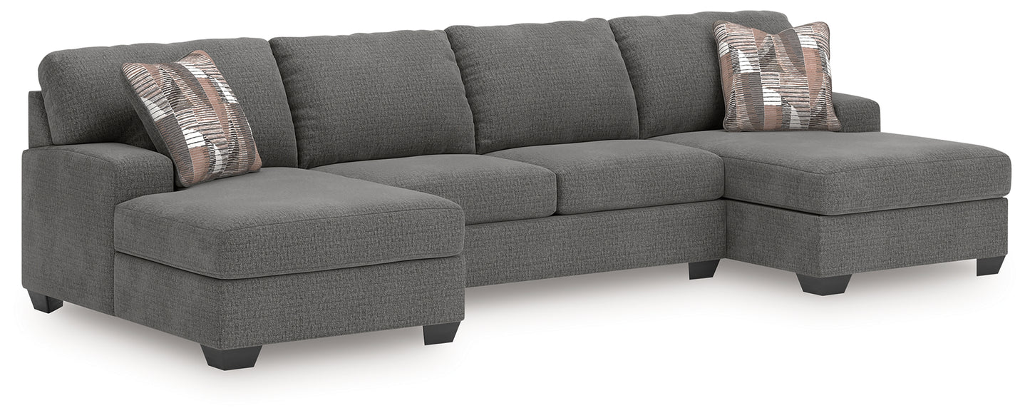 Myers Furniture Outlet - Ashley Furniture - Newellen Sectional - RAF 3-Piece Sleeper Sectional with Double Chaise / Greystone - 48405S7