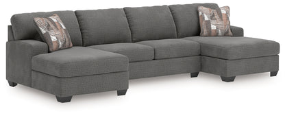 Myers Furniture Outlet - Ashley Furniture - Newellen Sectional - RAF 3-Piece Sleeper Sectional with Double Chaise / Greystone - 48405S7