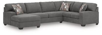 Myers Furniture Outlet - Ashley Furniture - Newellen Sectional - RAF 3-Piece Sleeper Sectional with Chaise / Greystone - 48405S5