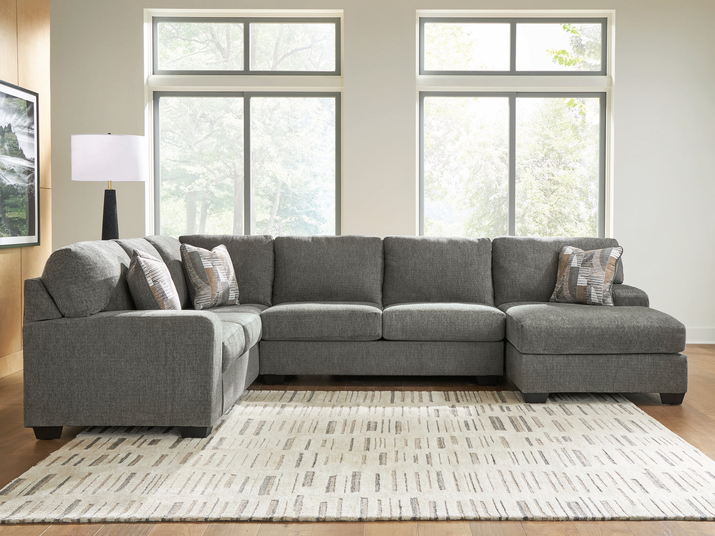 Myers Furniture Outlet - Ashley Furniture - Revenna Sectional - LAF 3-Piece Sectional with Chaise / Greystone - PC48405S2