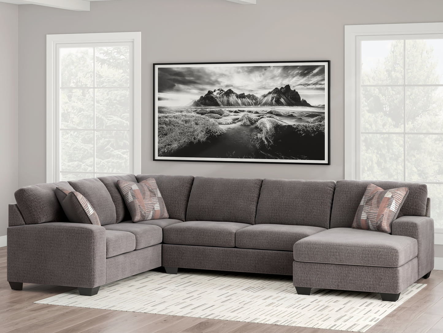 Myers Furniture Outlet - Ashley Furniture - Newellen Sectional - LAF 3-Piece Sectional with Chaise / Greystone - 48405S2