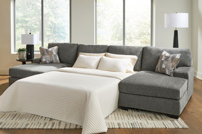 Myers Furniture Outlet - Ashley Furniture - Revenna Sectional - RAF 3-Piece Sleeper Sectional with Double Chaise / Greystone - PC48405S7